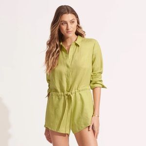 NWT Revolve Seafolly Linen Playsuit - Soft Olive